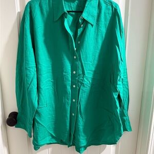 Lane Bryant Vibrant Green Casual Button Down Shirt